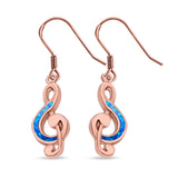 Drop Dangle Music Note Earrings Created Opal 925 Sterling Silver (16mm)