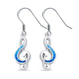 Drop Dangle Music Note Earrings Created Opal 925 Sterling Silver (16mm)