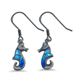 Drop Dangle Seahorse Earrings Lab Created Opal 925 Sterling Silver(21mm)