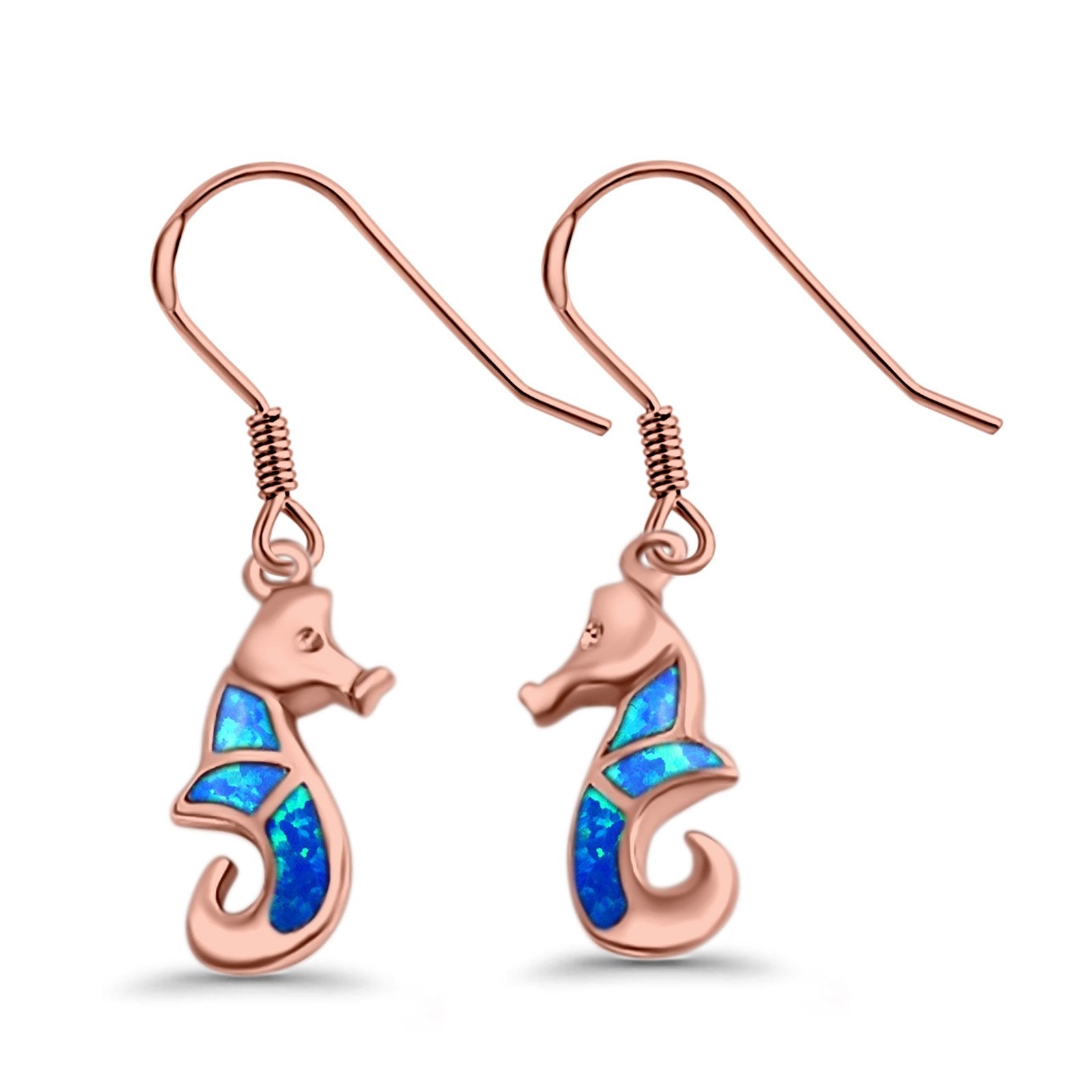 Drop Dangle Seahorse Earrings Lab Created Opal 925 Sterling Silver(21mm)