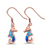 Drop Dangle Seahorse Earrings Lab Created Opal 925 Sterling Silver(21mm)