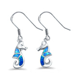 Drop Dangle Seahorse Earrings Lab Created Opal 925 Sterling Silver(21mm)