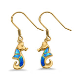 Drop Dangle Seahorse Earrings Lab Created Opal 925 Sterling Silver(21mm)