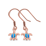 Drop Dangle Turtle Earrings Created Opal 925 Sterling Silver (10mm)