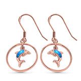 Drop Dangle Dolphin Earrings Created Opal 925 Sterling Silver (22mm)