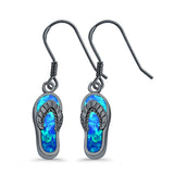 Drop Dangle Flip Flops Earrings Created Opal 925 Sterling Silver (19mm)