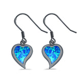 Drop Dangle Heart Earrings Created Opal 925 Sterling Silver (14mm)
