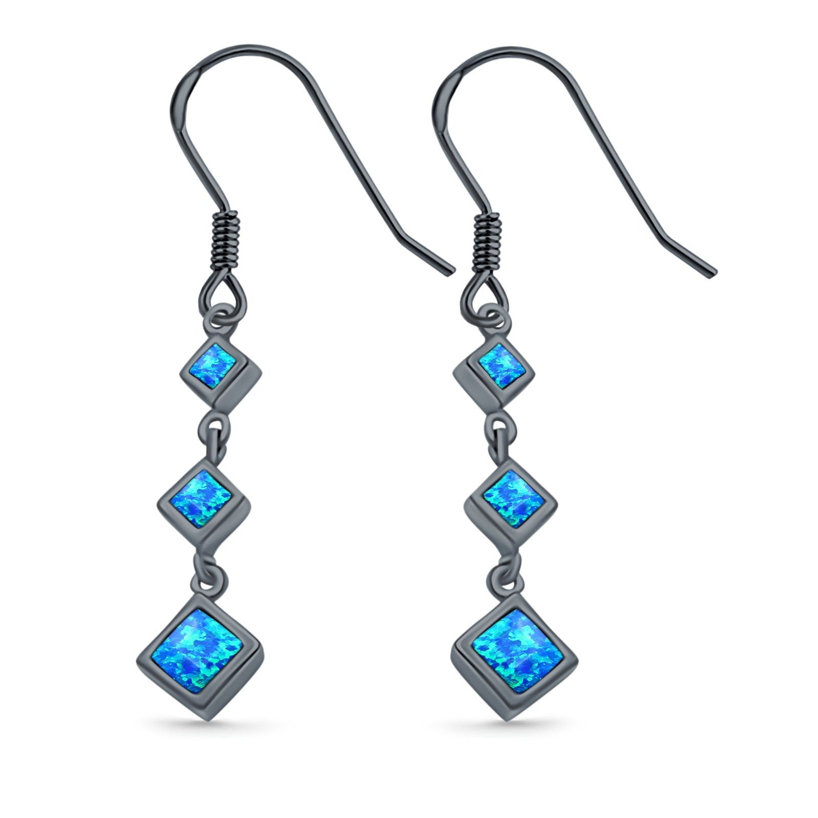 Drop Dangle Earrings Created Opal 925 Sterling Silver (30mm)