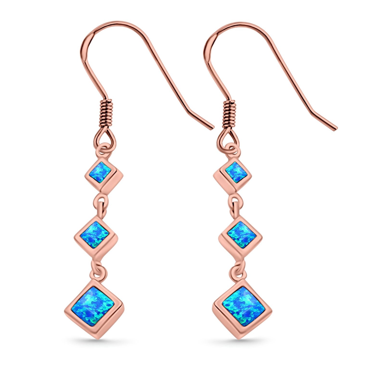 Drop Dangle Earrings Created Opal 925 Sterling Silver (30mm)