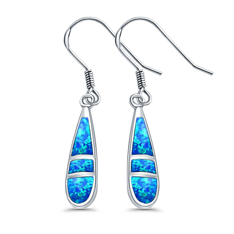 Drop Dangle Silver Earrings Created Opal 925 Sterling Silver (16mm)
