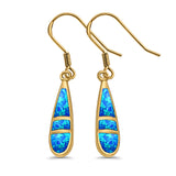 Drop Dangle Silver Earrings Created Opal 925 Sterling Silver (16mm)