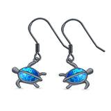 Drop Dangle Turtle Earrings Created Opal 925 Sterling Silver (11mm)