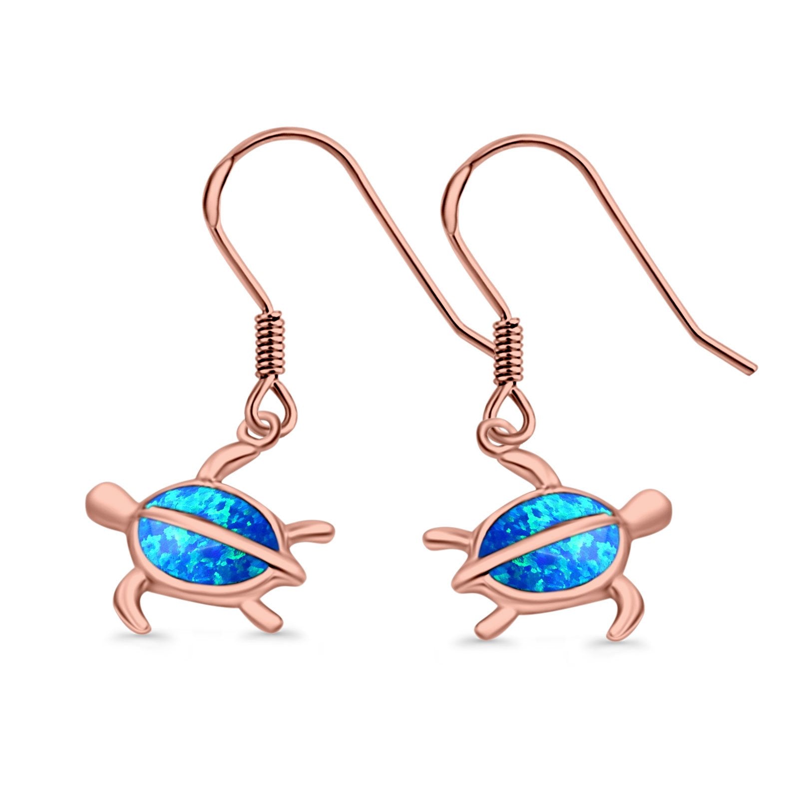 Drop Dangle Turtle Earrings Created Opal 925 Sterling Silver (11mm)