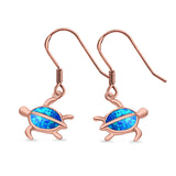 Drop Dangle Turtle Earrings Created Opal 925 Sterling Silver (11mm)