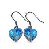 Drop Dangle Peace Heart Earrings Created Opal 925 Sterling Silver (15mm)