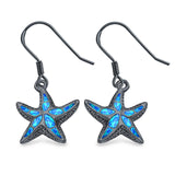 Drop Dangle Starfish Earrings Created Opal 925 Sterling Silver (17mm)