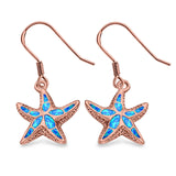 Drop Dangle Starfish Earrings Created Opal 925 Sterling Silver (17mm)