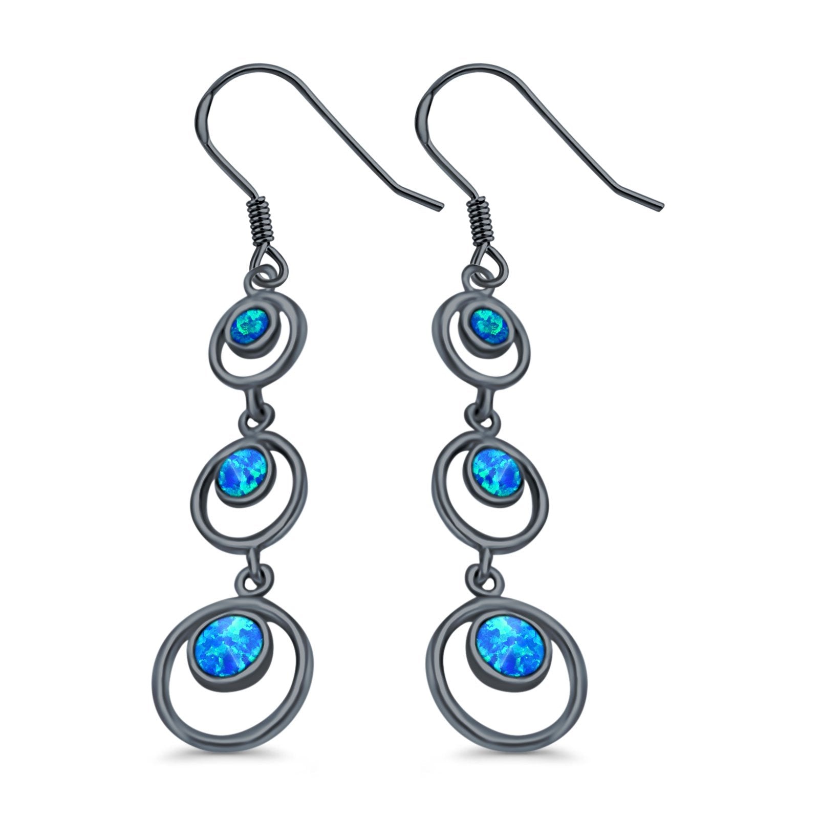 Drop Dangle Earrings Created Opal 925 Sterling Silver(39mm)