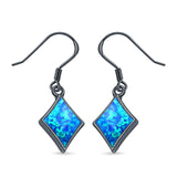 Square Drop Dangle Earrings Created Opal 925 Sterling Silver(11mm)