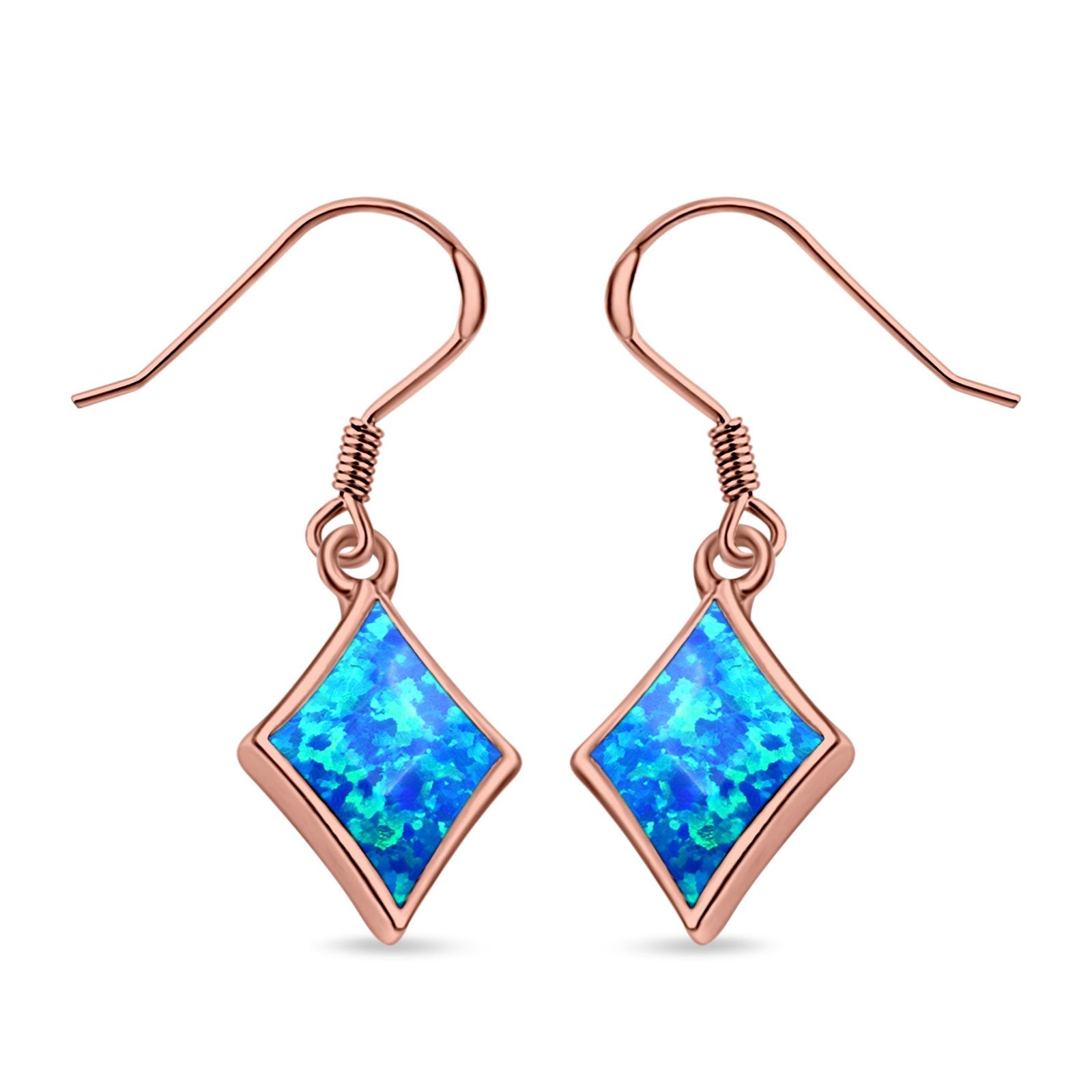 Square Drop Dangle Earrings Created Opal 925 Sterling Silver(11mm)