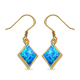 Square Drop Dangle Earrings Created Opal 925 Sterling Silver(11mm)