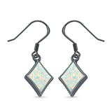 Square Drop Dangle Earrings Created Opal 925 Sterling Silver(11mm)
