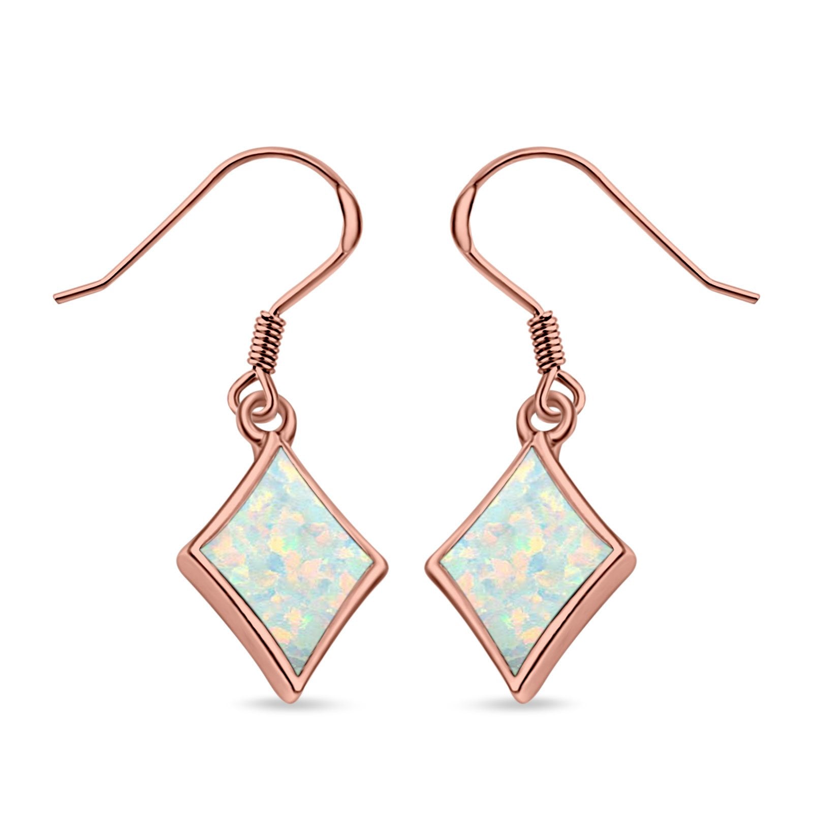 Square Drop Dangle Earrings Created Opal 925 Sterling Silver(11mm)