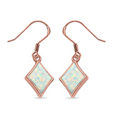 Square Drop Dangle Earrings Created Opal 925 Sterling Silver(11mm)