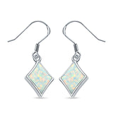 Square Drop Dangle Earrings Created Opal 925 Sterling Silver(11mm)