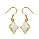 Square Drop Dangle Earrings Created Opal 925 Sterling Silver(11mm)