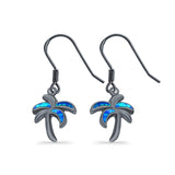 Drop Dangle Palm Tree Earrings Created Opal 925 Sterling Silver(16mm)