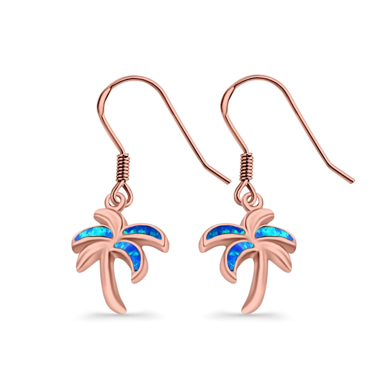 Drop Dangle Palm Tree Earrings Created Opal 925 Sterling Silver(16mm)