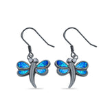 Drop Dangle Dragonfly Earrings Created Opal 925 Sterling Silver(14mm)