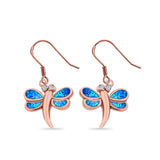 Drop Dangle Dragonfly Earrings Created Opal 925 Sterling Silver(14mm)