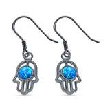 Drop Dangle Hand of God Earrings Created Opal 925 Sterling Silver(18mm)