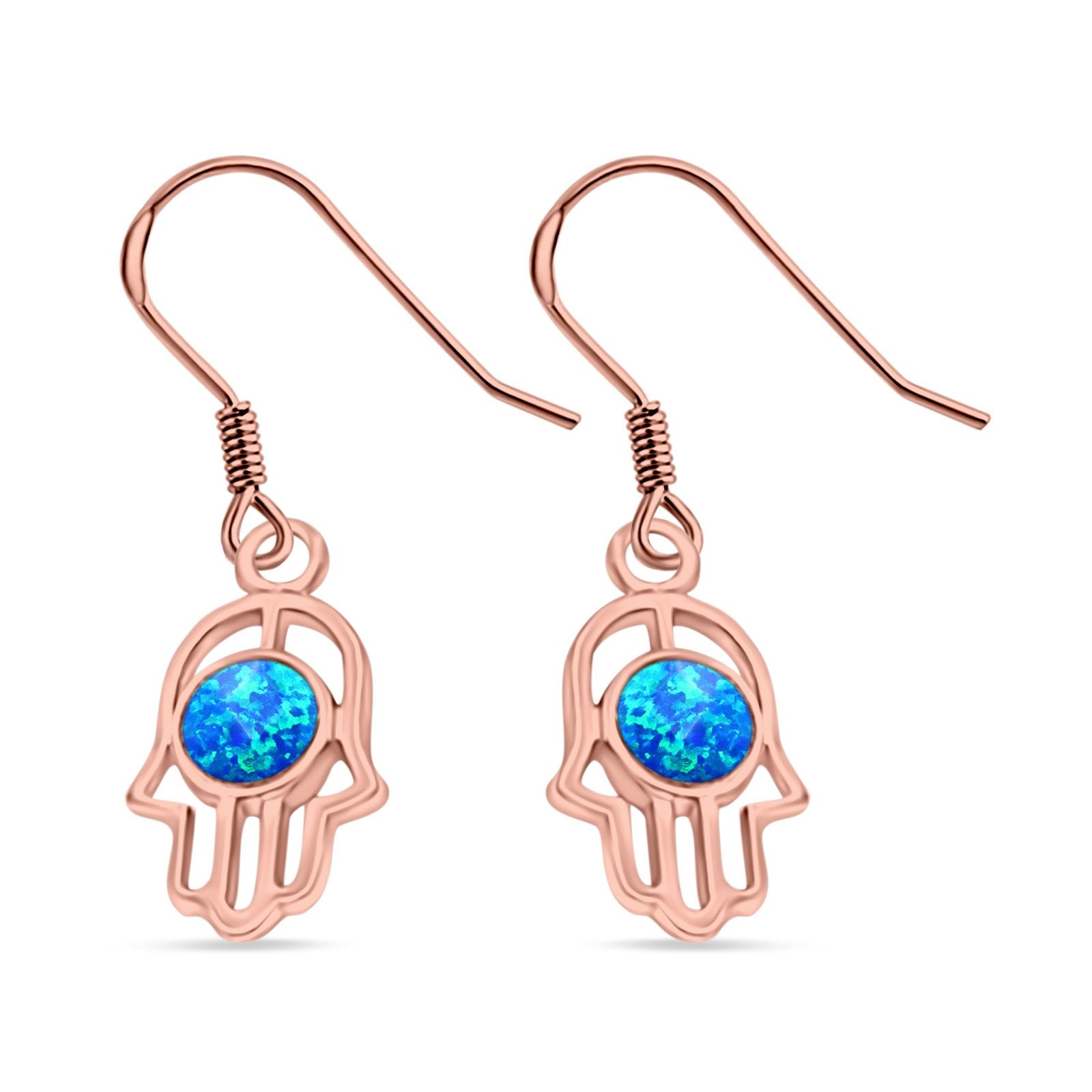 Drop Dangle Hand of God Earrings Created Opal 925 Sterling Silver(18mm)
