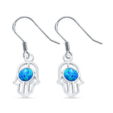 Drop Dangle Hand of God Earrings Created Opal 925 Sterling Silver(18mm)