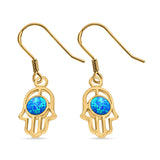 Drop Dangle Hand of God Earrings Created Opal 925 Sterling Silver(18mm)