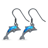 Drop Dangle Dolphin Earrings Created Opal 925 Sterling Silver(20mm)