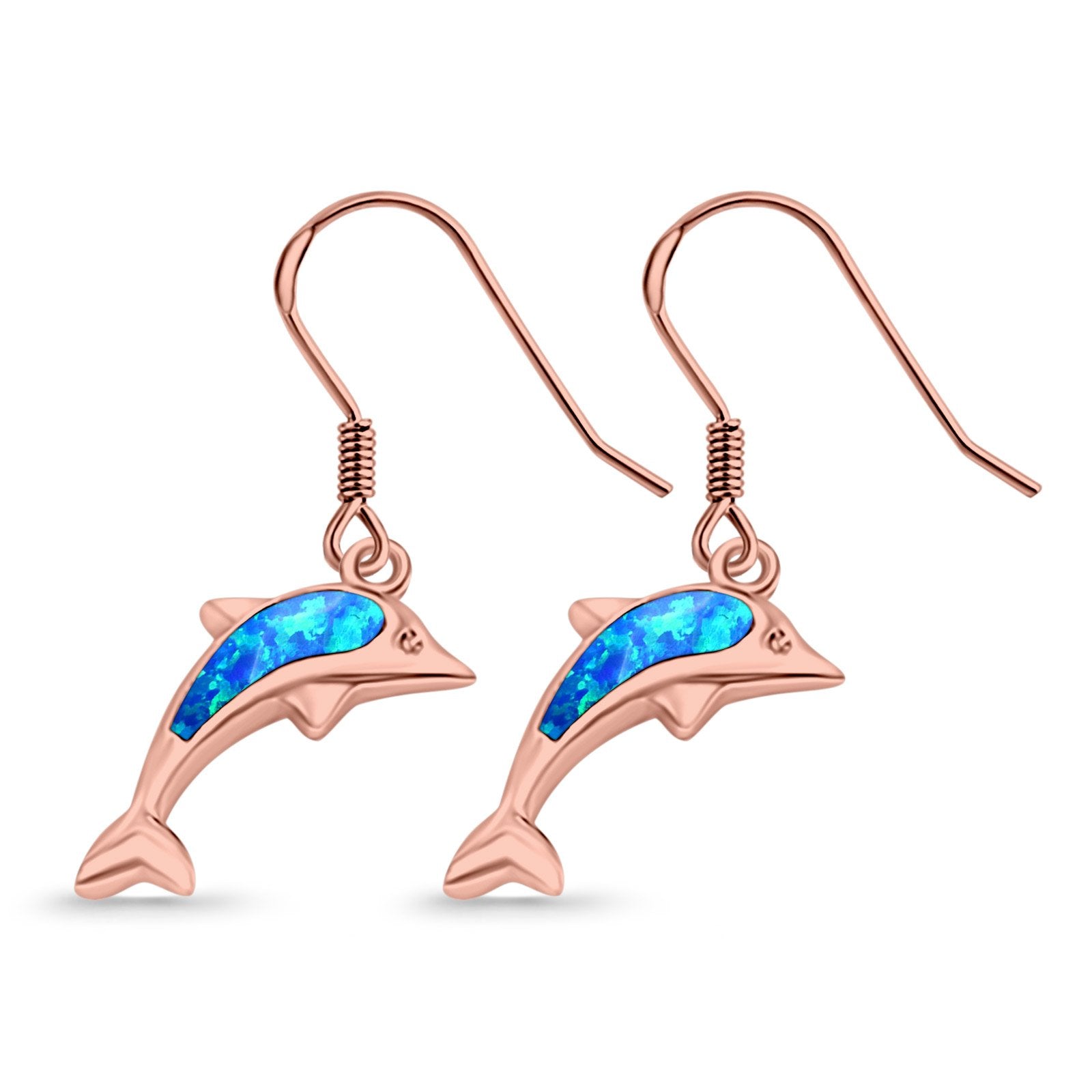 Drop Dangle Dolphin Earrings Created Opal 925 Sterling Silver(20mm)