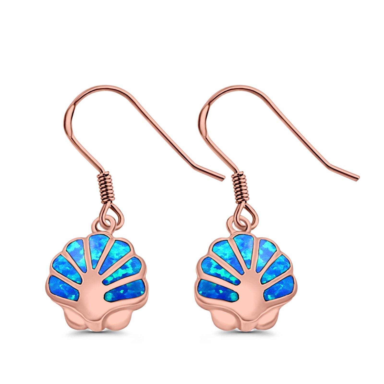 Drop Dangle Seashell Earrings Lab Created Opal 925 Sterling Silver(15mm)