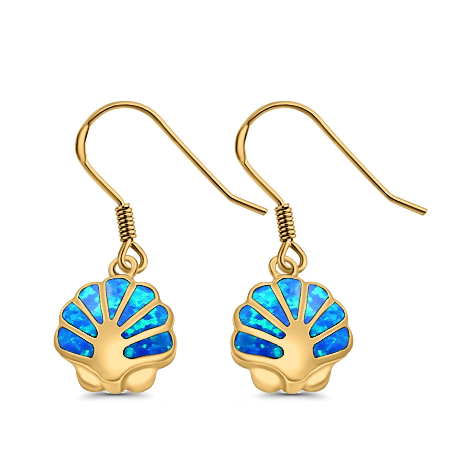 Drop Dangle Seashell Earrings Lab Created Opal 925 Sterling Silver(15mm)