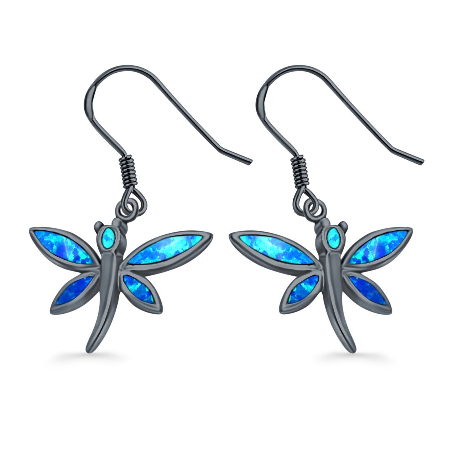 Drop Dangle Dragonfly Earrings Lab Created Opal 925 Sterling Silver(17mm)