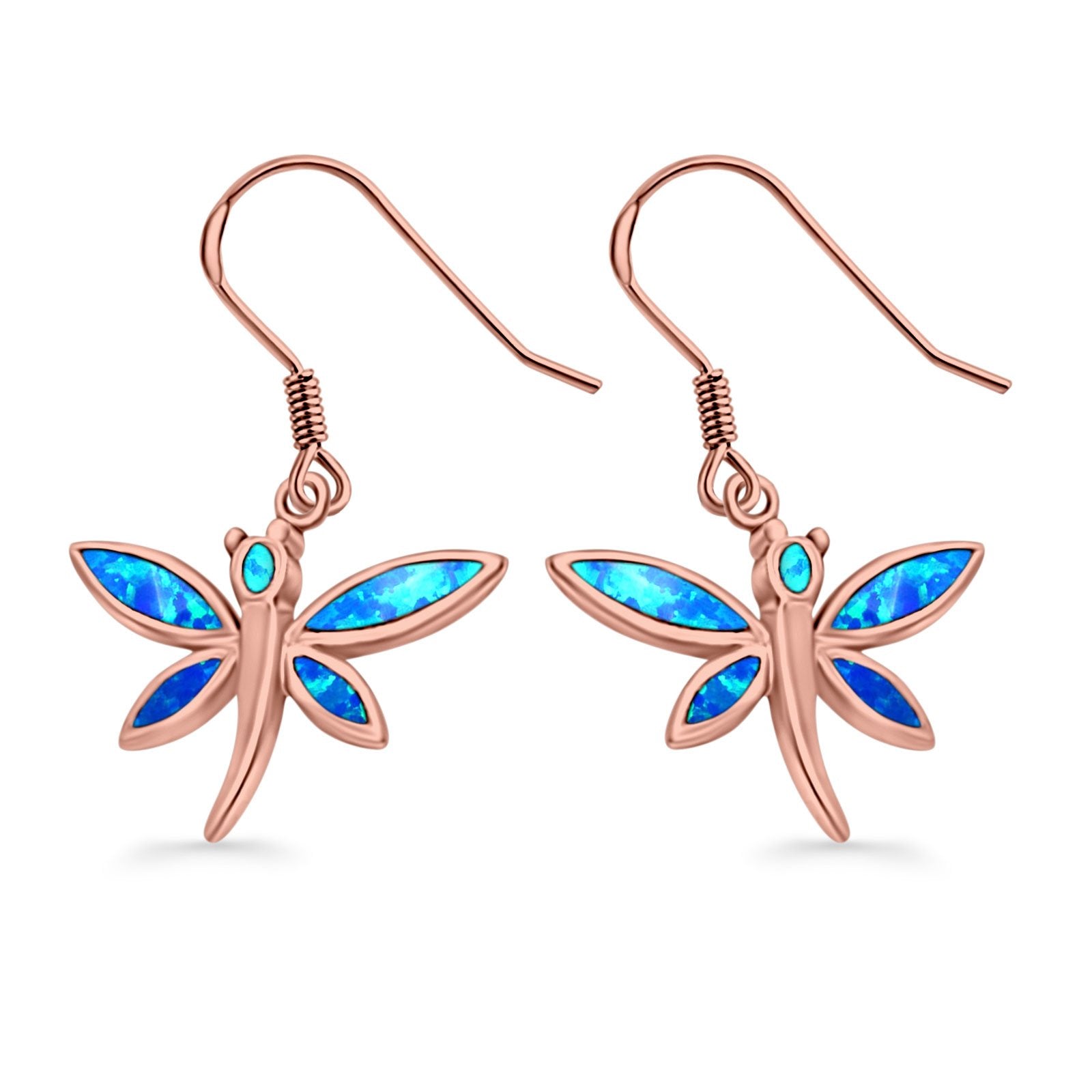 Drop Dangle Dragonfly Earrings Lab Created Opal 925 Sterling Silver(17mm)