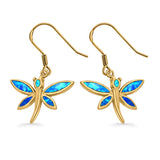 Drop Dangle Dragonfly Earrings Lab Created Opal 925 Sterling Silver(17mm)
