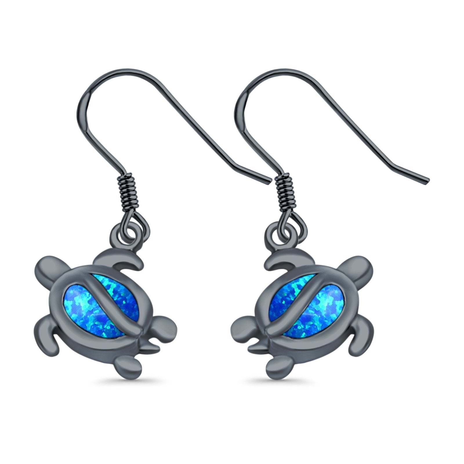 Drop Dangle Turtle Earrings Lab Created Opal 925 Sterling Silver(11mm)