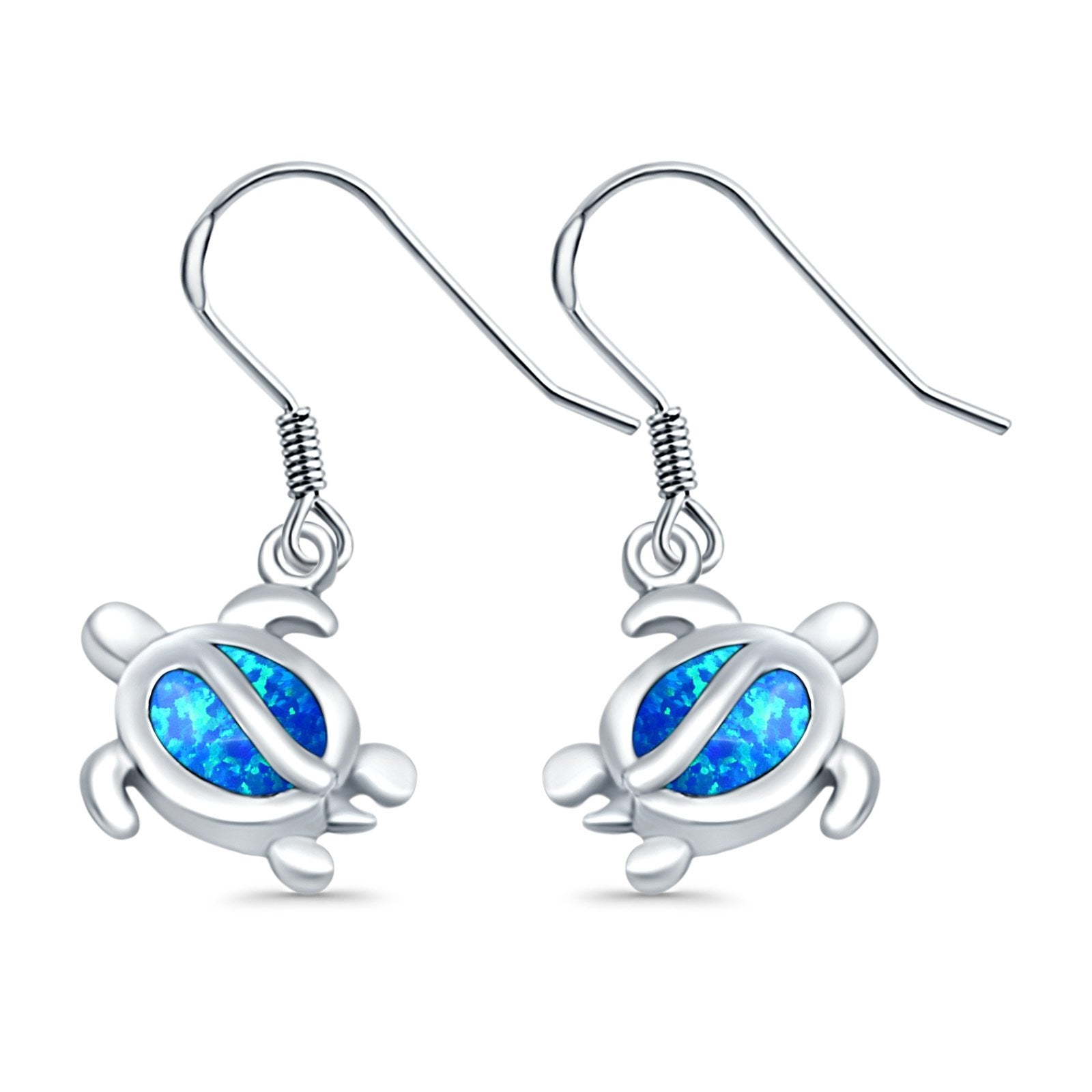 Drop Dangle Turtle Earrings Lab Created Opal 925 Sterling Silver(11mm)