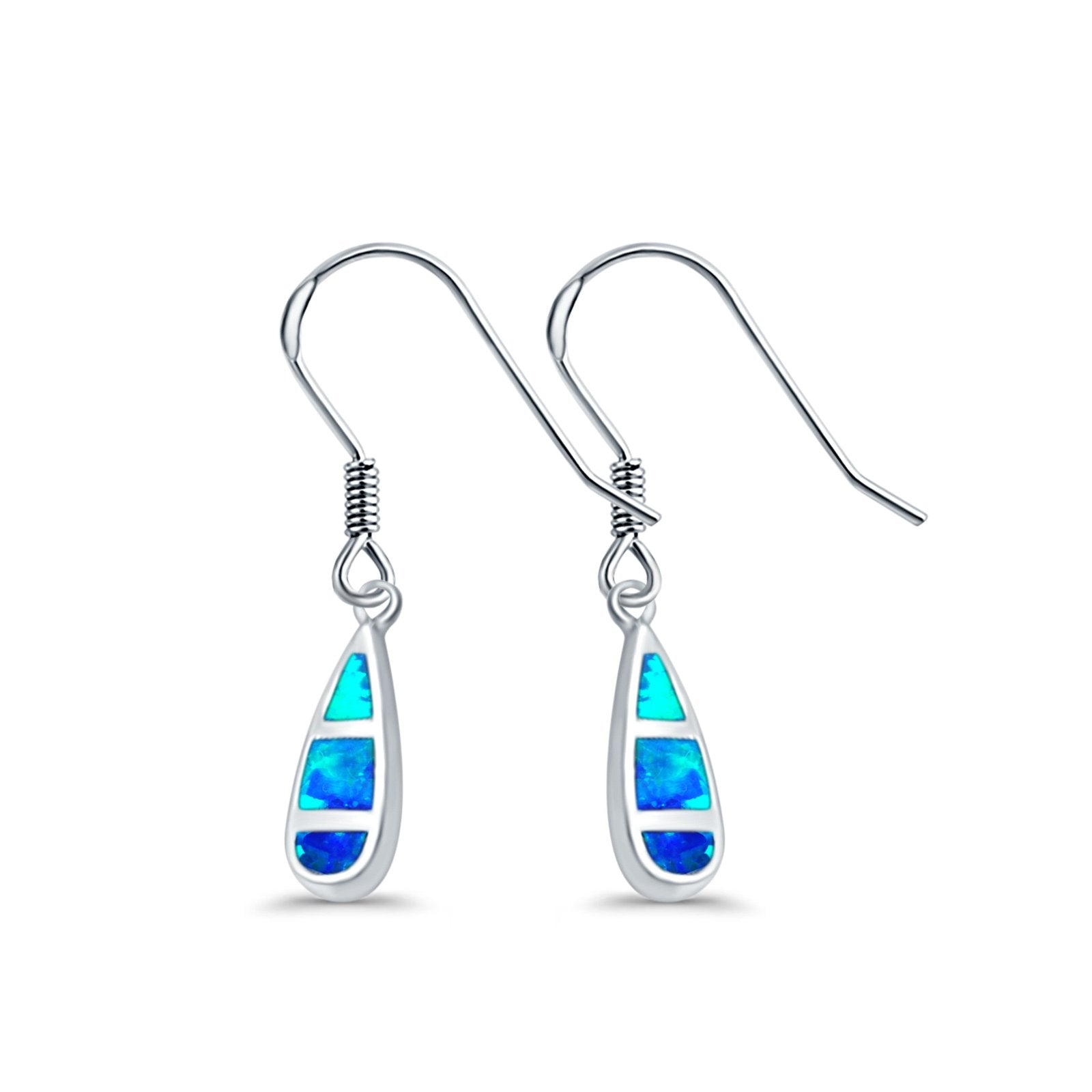 Drop Dangle Earrings Created Opal 925 Sterling Silver(15mm)