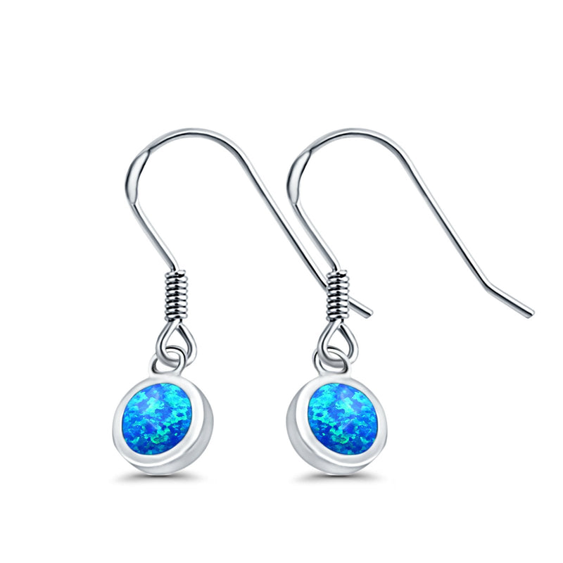 Drop Dangle Earrings Created Opal 925 Sterling Silver(7mm)