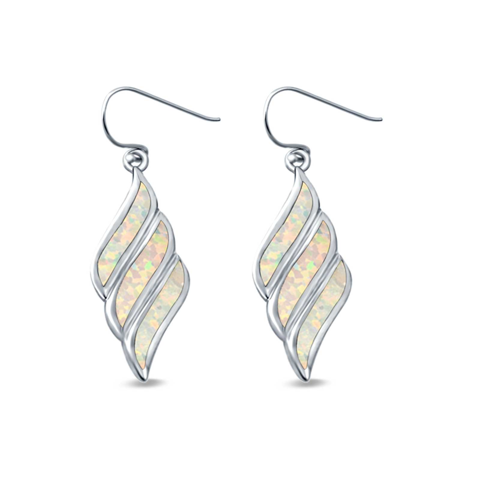 Drop Dangle Earrings Created Opal 925 Sterling Silver (25mm)
